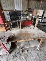 wood bench with vise