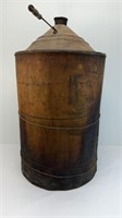 ANTIQUE WOOD WRAPPED METAL CAN