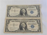 Two $1 silver certificate, 1957
