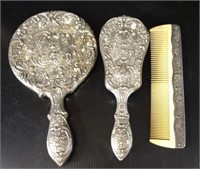 Antique Mirror, Brush, Comb No Marks (not Sterling
