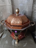 Large Vintage Copper And Brass Chafing Dish