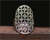 Sterling Silver And Marcasite Ring - Size 8