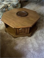 Octagon coffee table 36x36x15 with wooden dish
