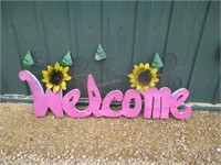 Metal Welcome Sign w/Flowers
