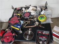 Tool lot large cotter pins , saw blades and more
