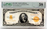 1922 $10 GOLD CERTIFICATE PMG 58