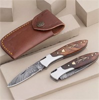 Damascus handmade Pocket knife Rosewood handle