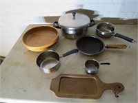 kitchen lot. Pots and pans.