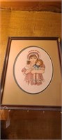 Girl Holding Doll Cross Stitch Picture