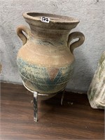 POTTERY JUG ON STAND