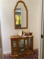 Oak glass cabinet 35x29 oak wall mirror 41x21