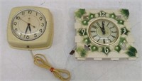 (2) MC Wall Clocks Plastic & Ceramic  Both Working