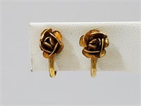 Vintage Clip On Flower Earrings