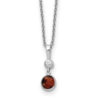 Sterling Silver Diamond Garnet Necklace