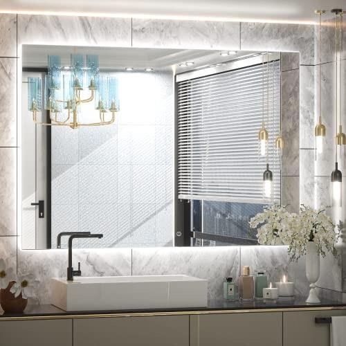 TETOTE 48 x 36 Inch LED Backlit Bathroom Mirror wi