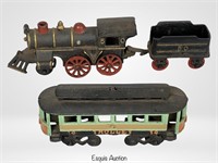 Cast Iron Steam Engine w/ Tender & Street Trolley