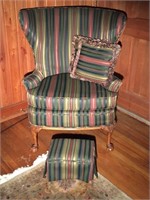 Claw Foot Barrel Back Chair 45" Tall with stool