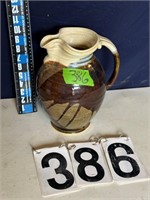 Stoneware pitcher Tri color 10” pitcher