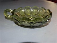 Vintage Fostoria Olive green coin glass handled