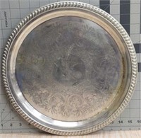 Vintage silver plated serving platter 14x14x1