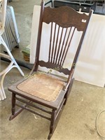 Antique Press Back Oak Rocker