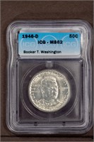 1946 D 50c ICG MS62 B.T. Washington Commem