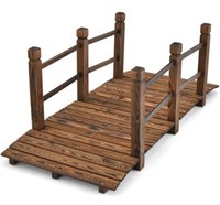5 Feet Wooden Garden Bridge with Safety Rails-Bron