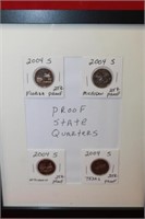 Picture Frame of 5pcs 2004 Proof State Quarters