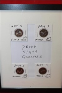 Picture Frame of 5pcs 2004 Proof State Quarters