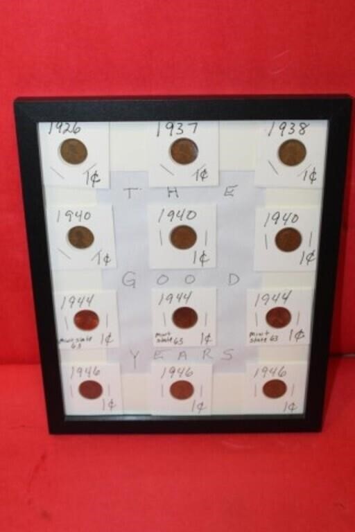 Picture Frame of 9pcs Lincoln Cents 9pcs