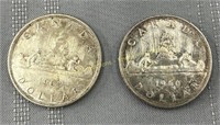(2) Canada silver dollars en argent 1960-1963