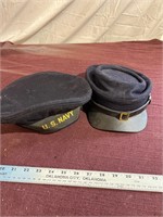Two vintage US Navy hats