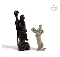 Red wood Staute & Porcelain Statue