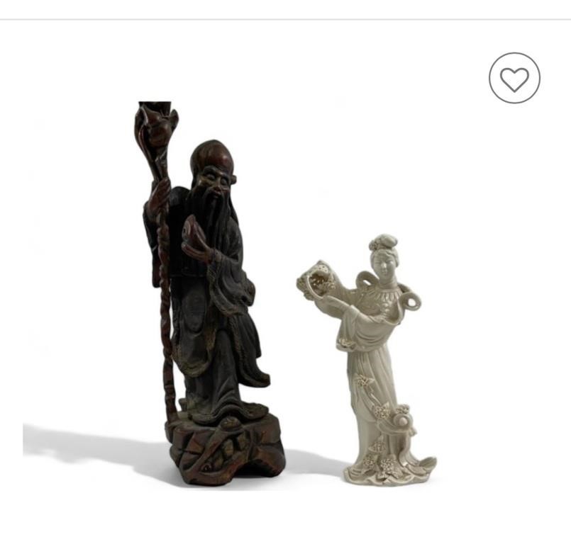 Red wood Staute & Porcelain Statue