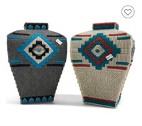 2 Vintage Hand Woven Native American Vase/Pots