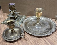 Lot of Vintage Brass Candle Holders