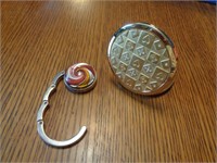 Spiral Purse Hanger & Decorative Compact Mirror