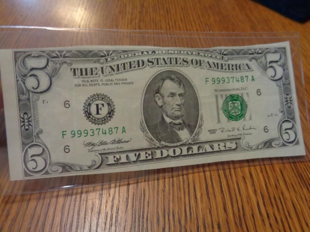 1995 "Error" $5 Dollar Bill