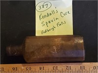 Kendall's Spavin Cure amber medicine bottle 1880s