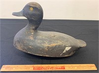 NICE EARLY 1900S SIGNED WOODEN DUCK DECOY-ORIGINAL