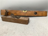 Antique Wood Plane and Level