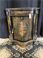 Exquisite hand painted marble top cabinet