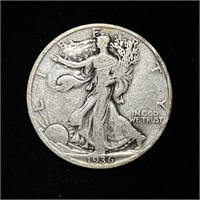 1936 LIGHT CIRC 90% SILVER WALKING LIBERTY HALF