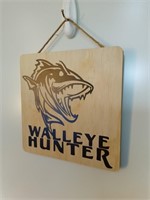 Walleye Hunter Wood Sign