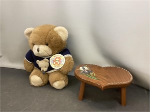 Wooden stool & bear