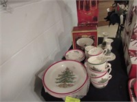 50+ Pcs. Spode Christmas Tree Dinnerware & Glasses