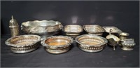 Box of silver plated items - sugar shaker,