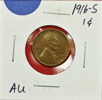 1916-S Lincoln Cent AU