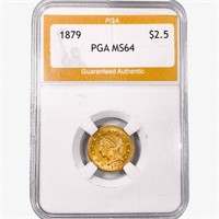 1879 $2.50 Gold Quarter Eagle PGA MS64