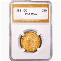 1881-CC $10 Gold Eagle PGA MS64